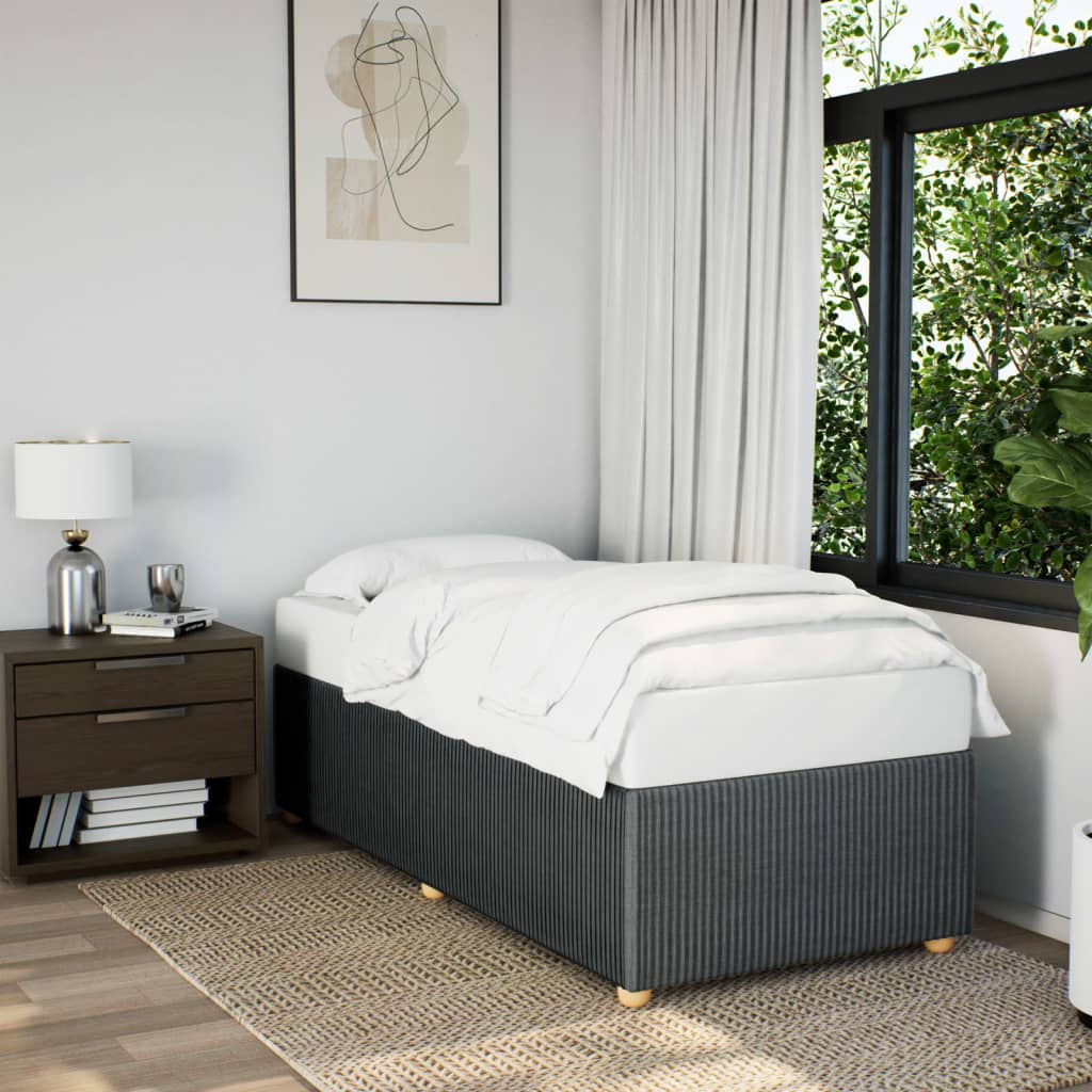 Cadre de lit sans matelas gris foncé simple tissu