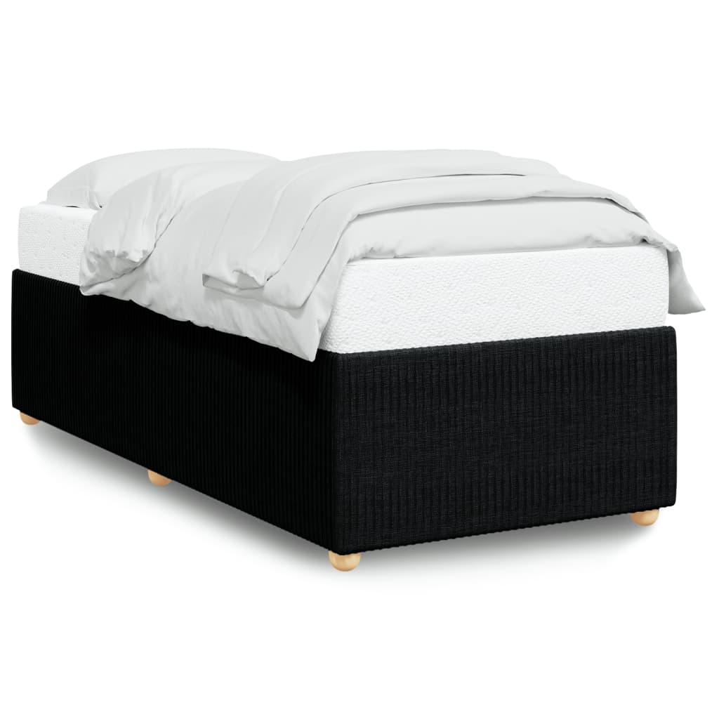 Black single fabric bed frame without mattress