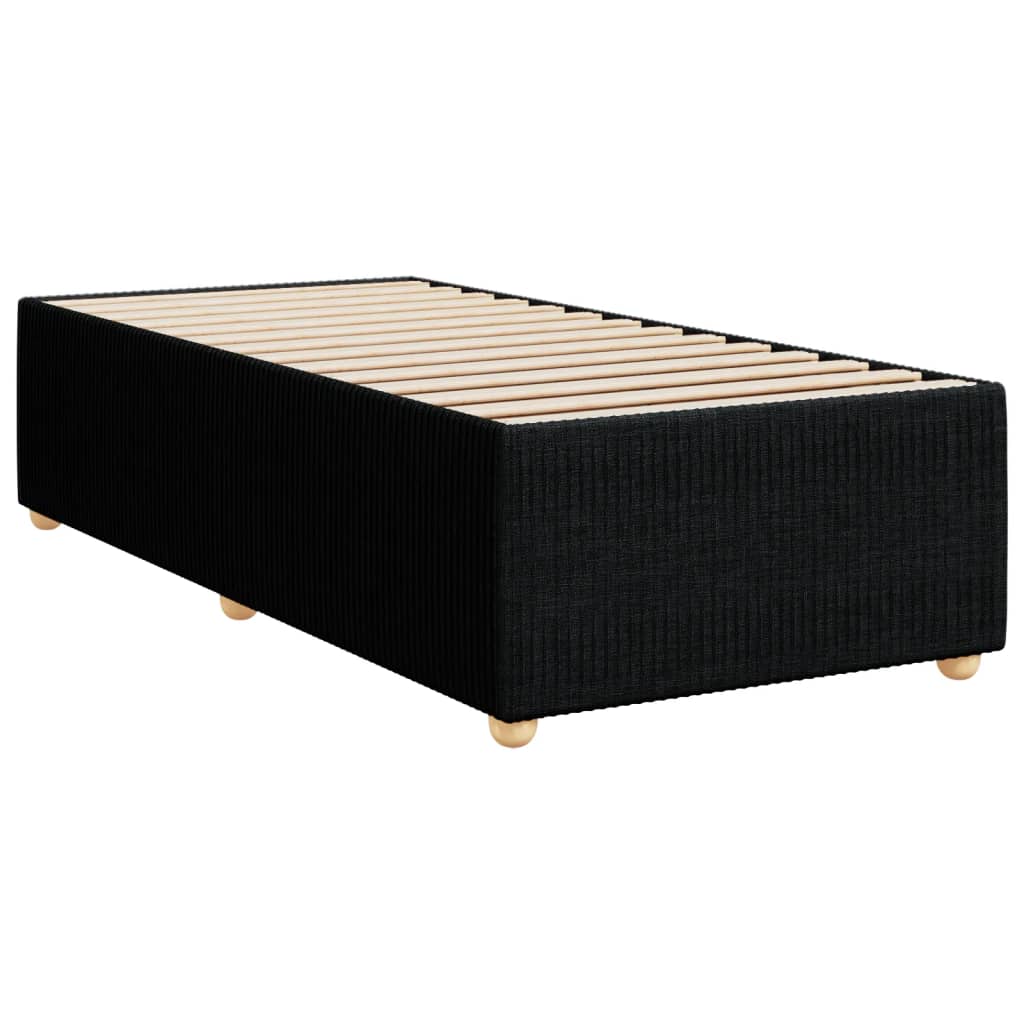 Black single fabric bed frame without mattress