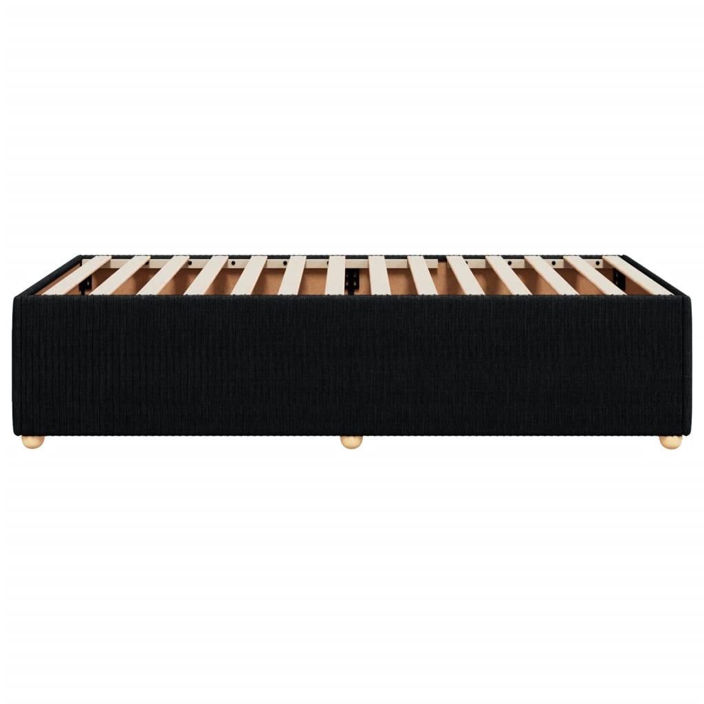 Black single fabric bed frame without mattress