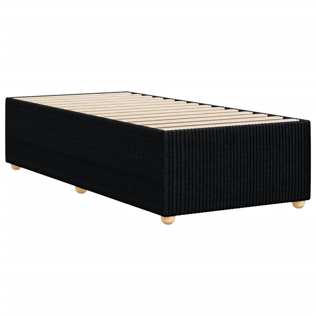 Black single fabric bed frame without mattress