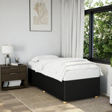 Black single fabric bed frame without mattress