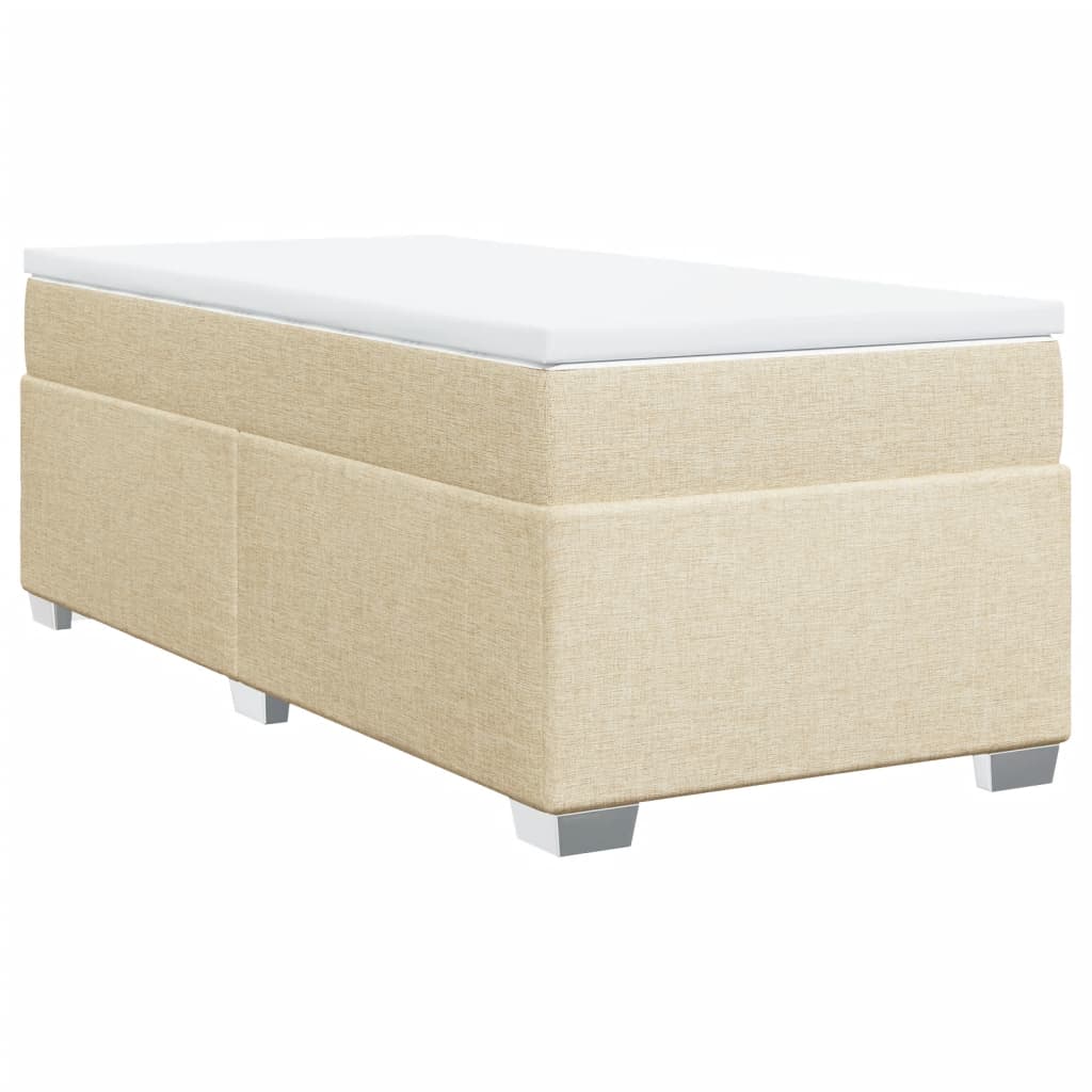 Bed slatted base with mattress Cream 90x200 cm Fabric