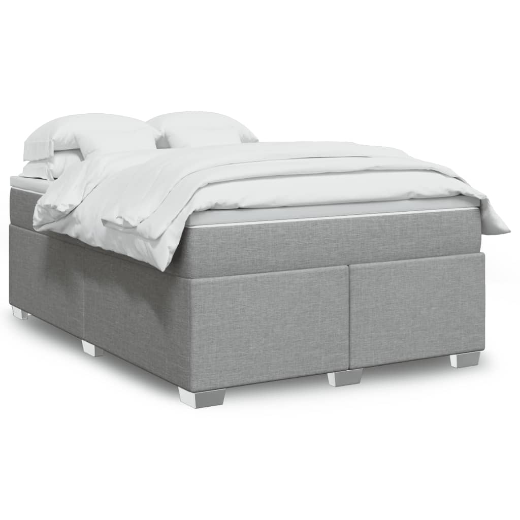 Sommier à lattes de lit avec matelas Gris clair 140x190cm Tissu