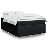 Slatted bed base with mattress Black 140x190 cm Fabric