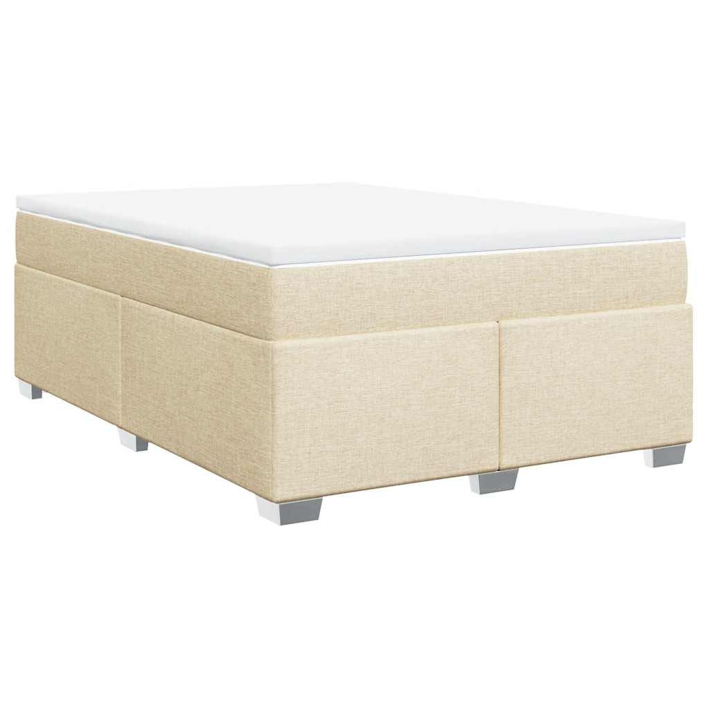 Bed slatted base with mattress Cream 140x190 cm Fabric