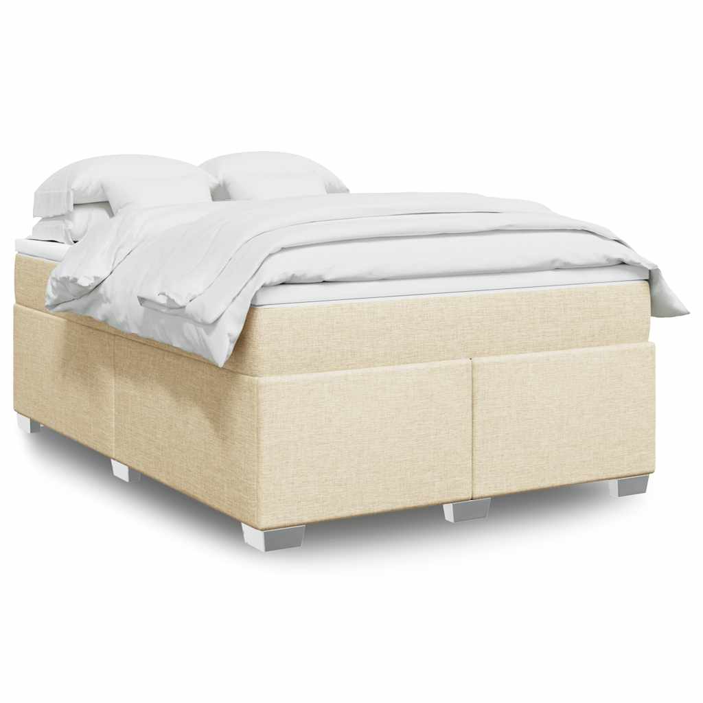 Bed slatted base with mattress Cream 140x190 cm Fabric