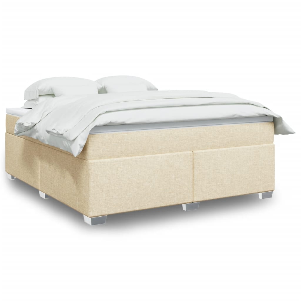 Bed slatted base with mattress Cream 180x200 cm Fabric