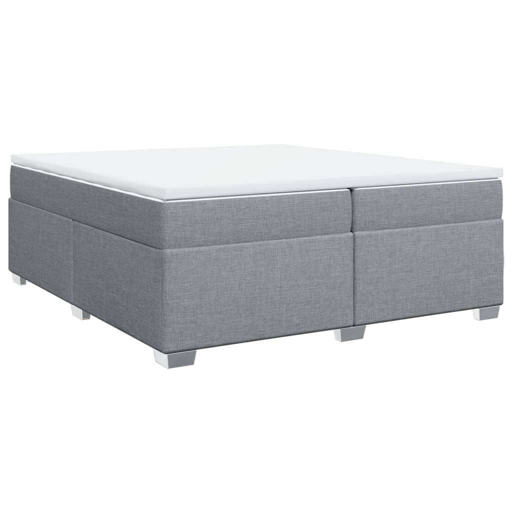 Sommier à lattes de lit avec matelas Gris clair 200x200cm Tissu