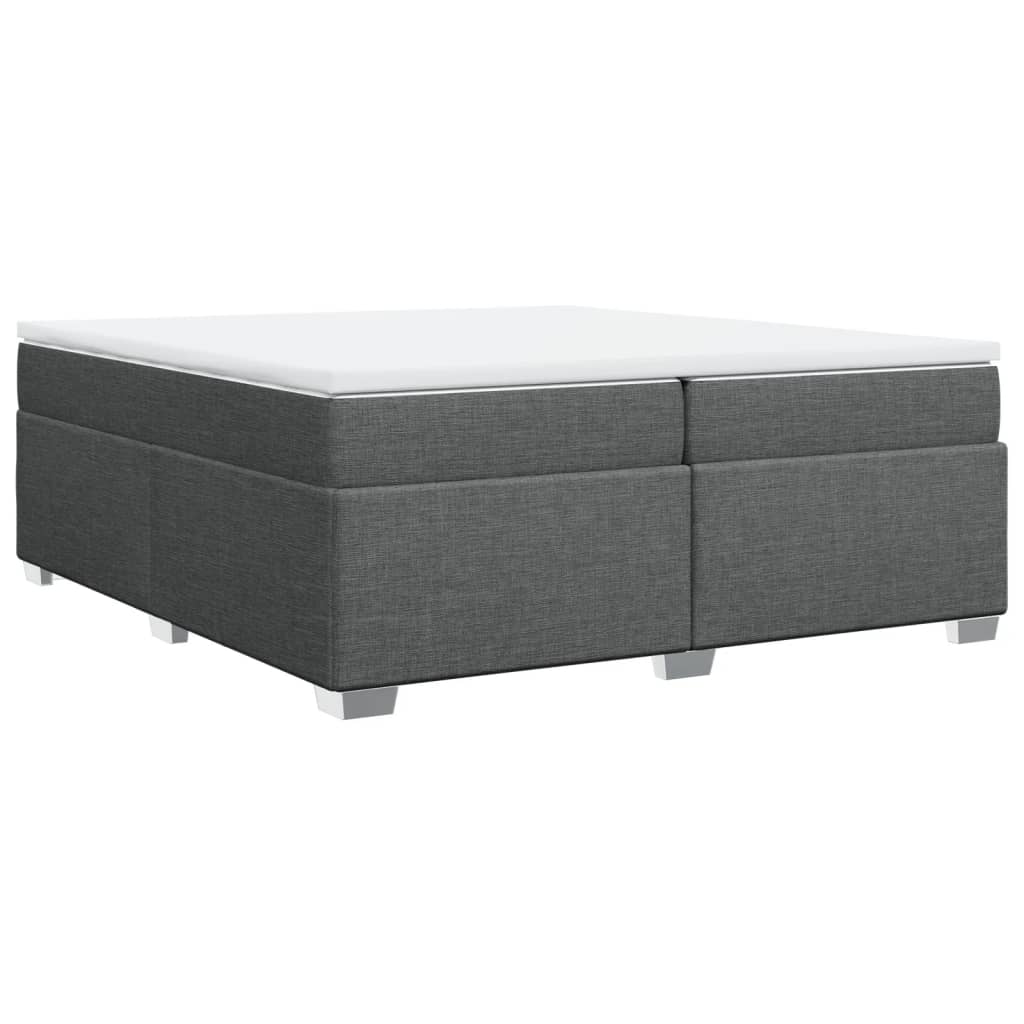 Sommier à lattes de lit avec matelas Gris foncé 200x200cm Tissu