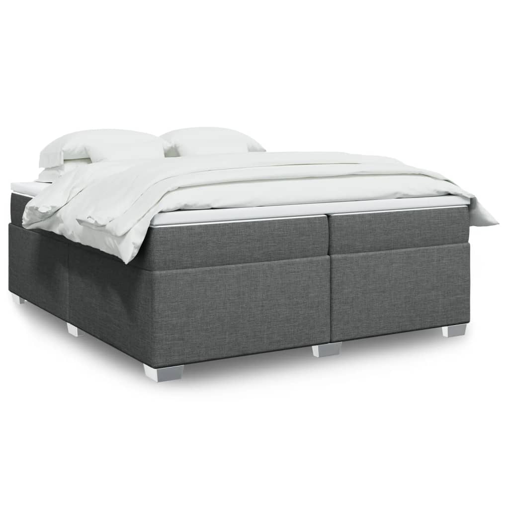 Sommier à lattes de lit avec matelas Gris foncé 200x200cm Tissu