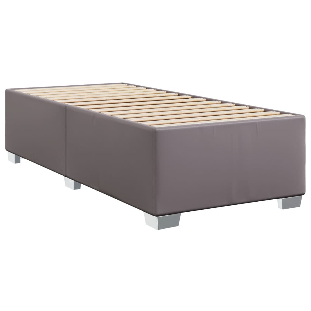 Slatted bed base with mattress Grey 90x190 cm Faux leather