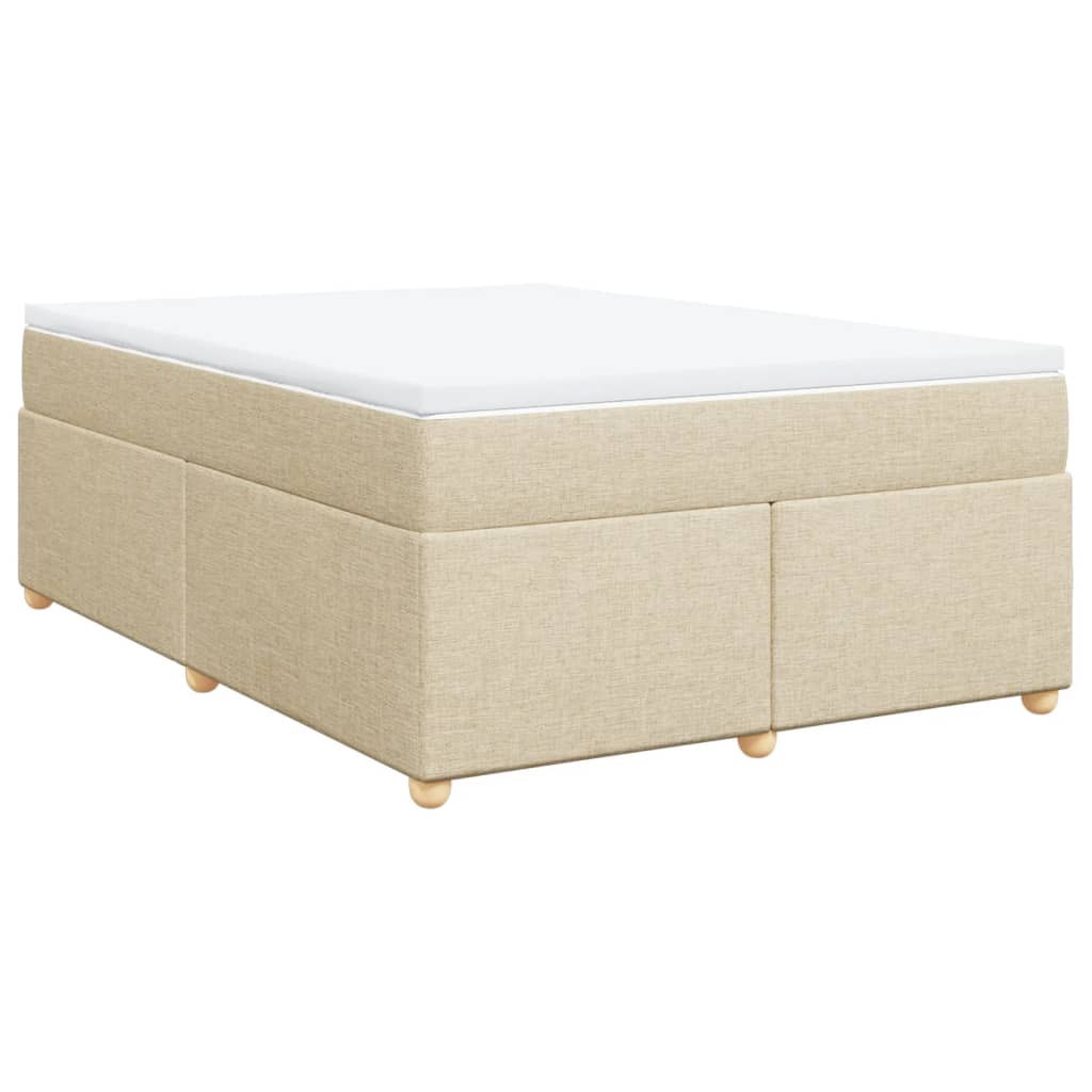 Bed slatted base with mattress Cream 140x190 cm Fabric