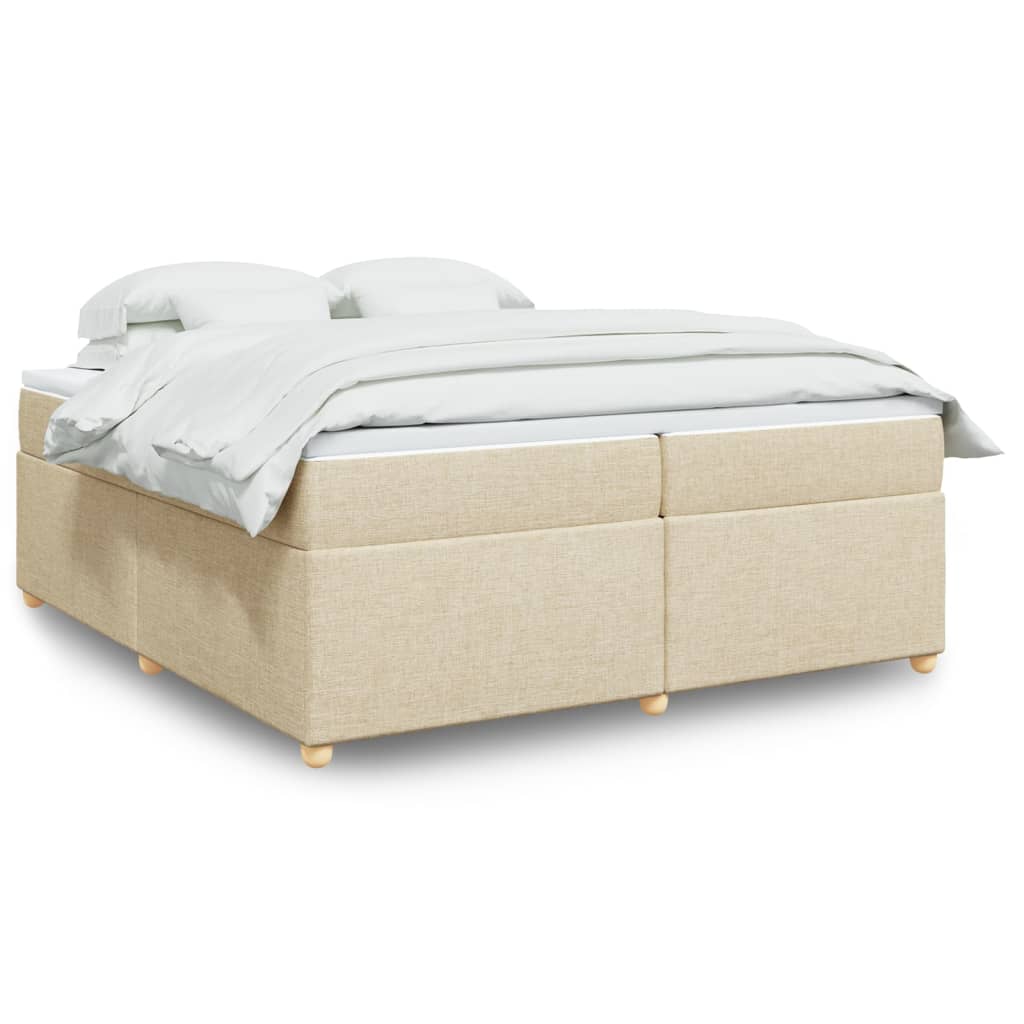 Sommier à lattes de lit avec matelas Crème 200x200 cm Tissu