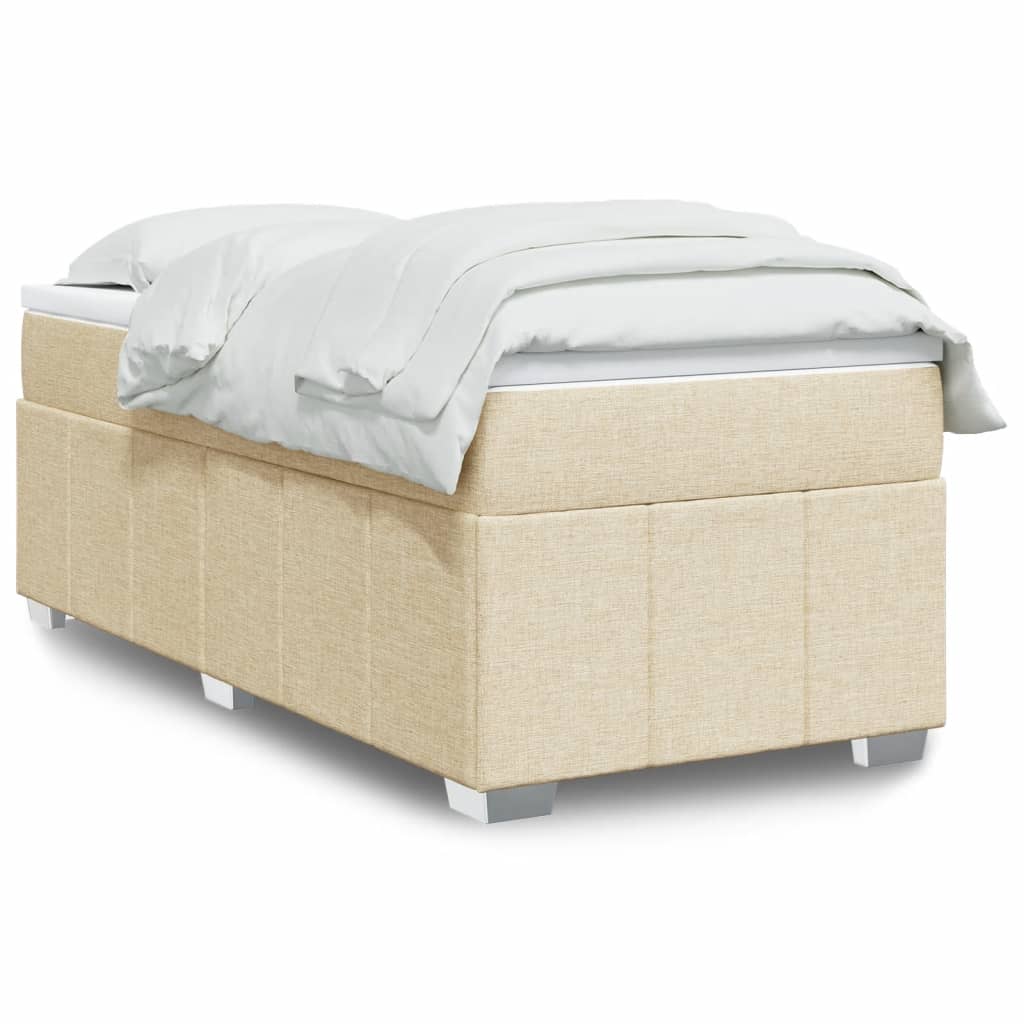 Sommier à lattes de lit avec matelas Crème 90x200 cm Tissu