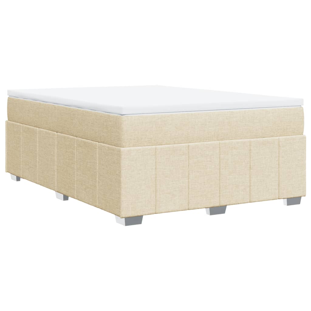 Sommier à lattes de lit avec matelas Crème 140x200 cm Tissu