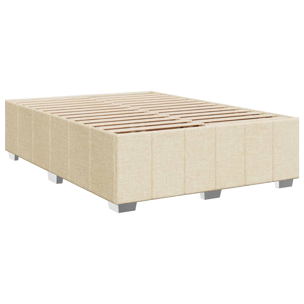 Sommier à lattes de lit avec matelas Crème 160x200 cm Tissu