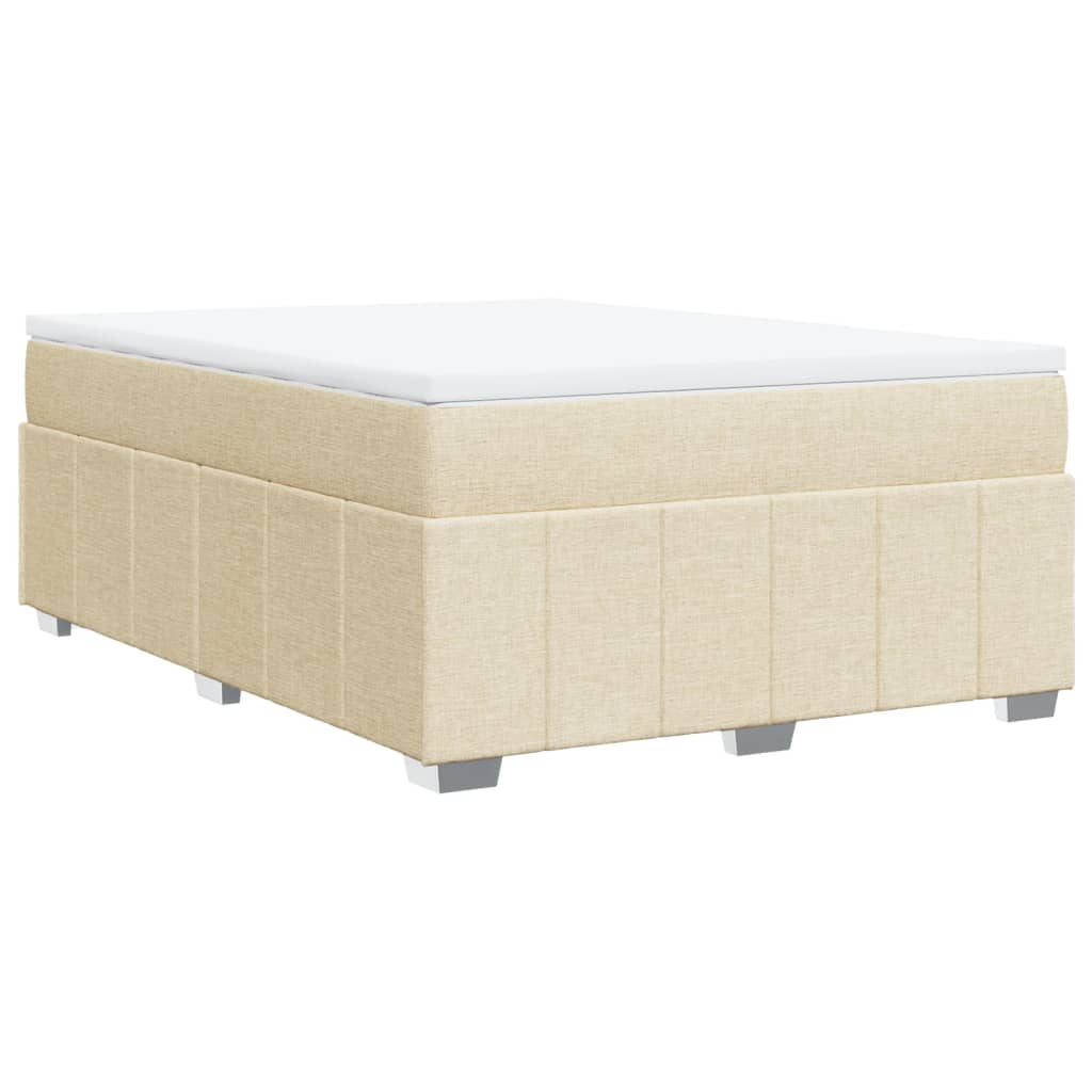 Sommier à lattes de lit avec matelas Crème 160x200 cm Tissu