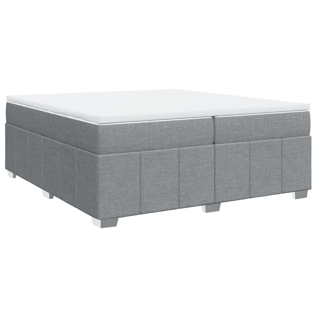 Sommier à lattes de lit avec matelas Gris clair 200x200cm Tissu