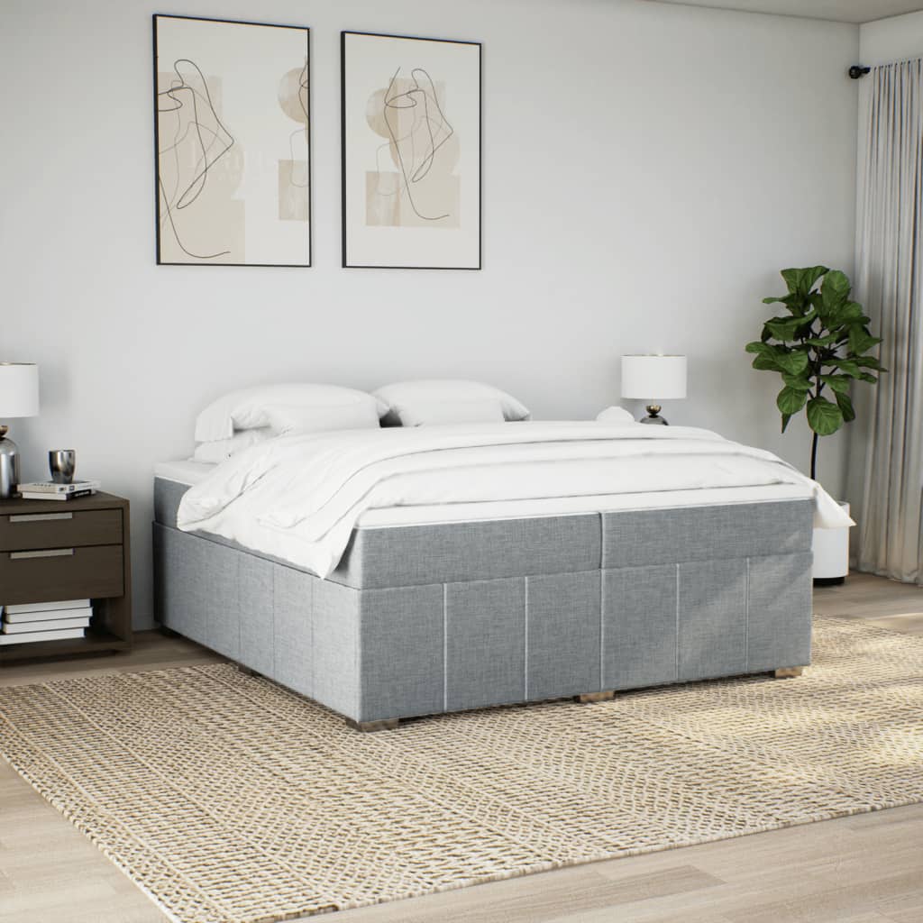 Sommier à lattes de lit avec matelas Gris clair 200x200cm Tissu