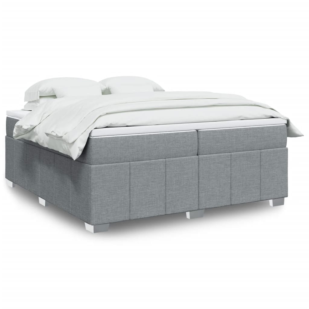 Sommier à lattes de lit avec matelas Gris clair 200x200cm Tissu