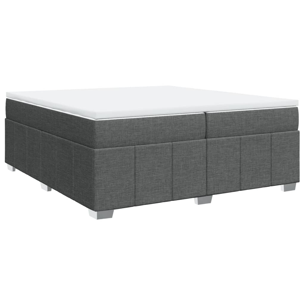 Sommier à lattes de lit avec matelas Gris foncé 200x200cm Tissu