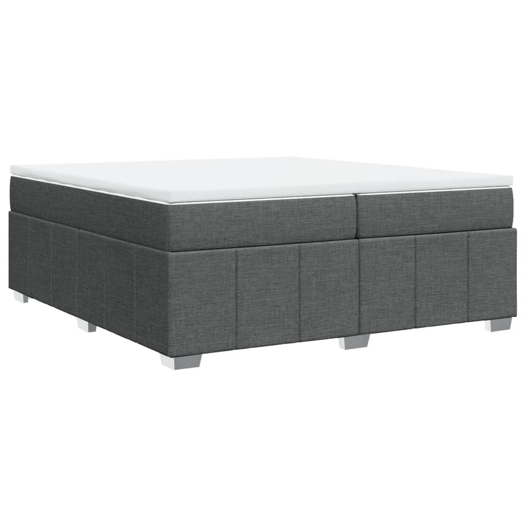 Sommier à lattes de lit avec matelas Gris foncé 200x200cm Tissu