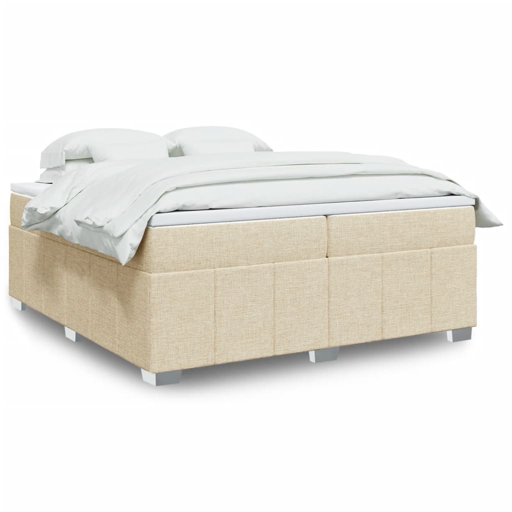 Sommier à lattes de lit avec matelas Crème 200x200 cm Tissu