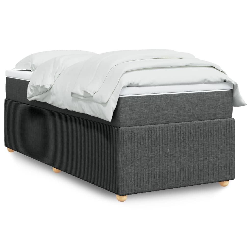 Sommier à lattes de lit avec matelas Gris foncé 90x200 cm Tissu