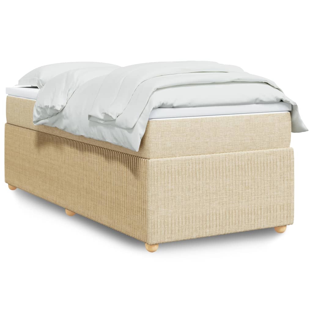 Sommier à lattes de lit avec matelas Crème 90x200 cm Tissu