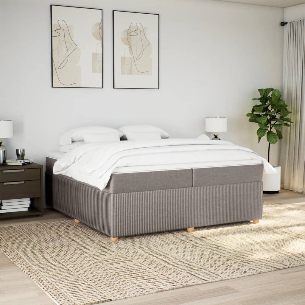 Sommier à lattes de lit avec matelas Taupe 200x200 cm Tissu