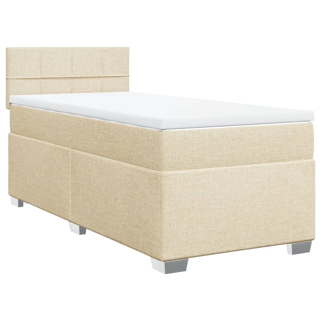 Bed slatted base with mattress Cream 80x200 cm Fabric