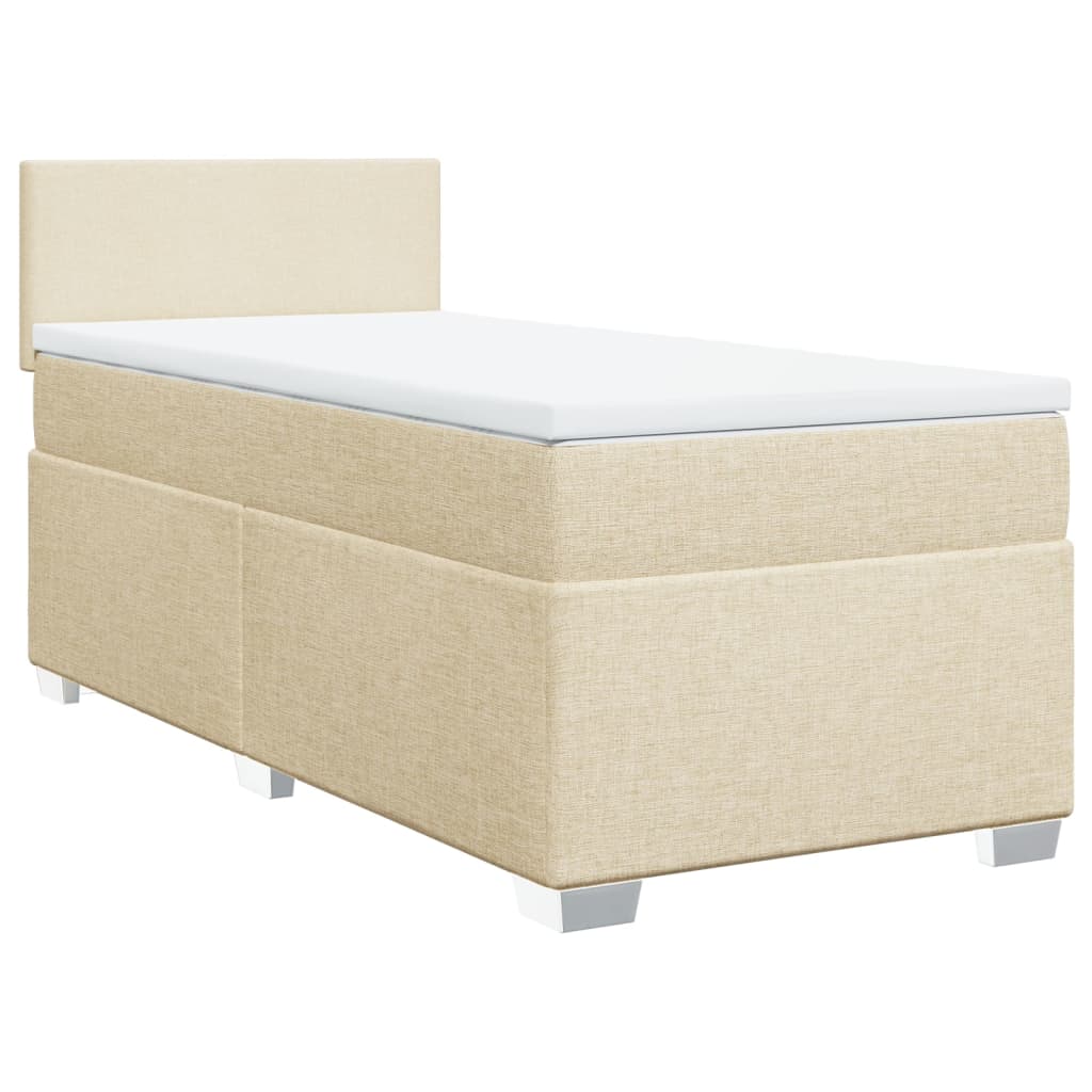 Sommier à lattes de lit avec matelas Crème 90x200 cm Tissu