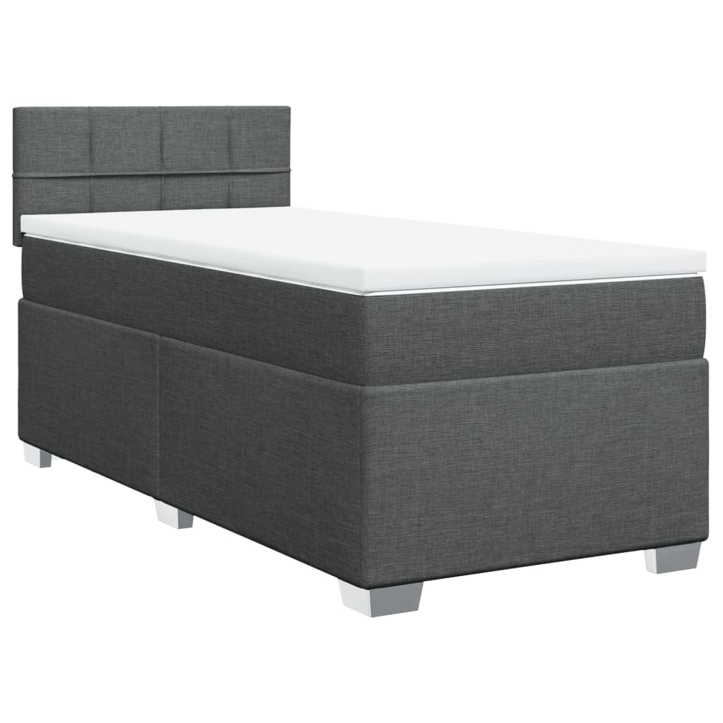 Sommier à lattes de lit avec matelas Gris foncé 90x200 cm Tissu