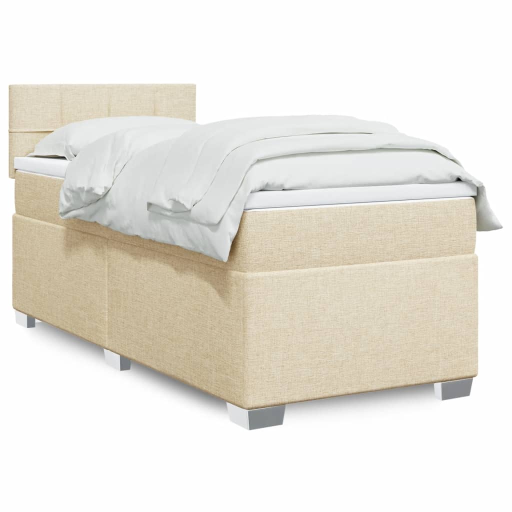 Sommier à lattes de lit avec matelas Crème 90x200 cm Tissu