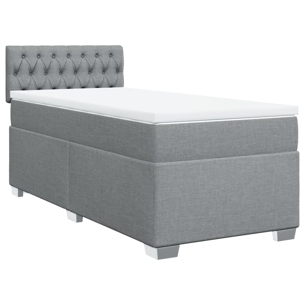 Sommier à lattes de lit avec matelas Gris clair 90x200 cm Tissu