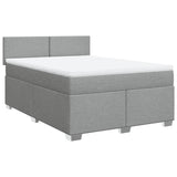 Sommier à lattes de lit avec matelas Gris clair 140x190cm Tissu