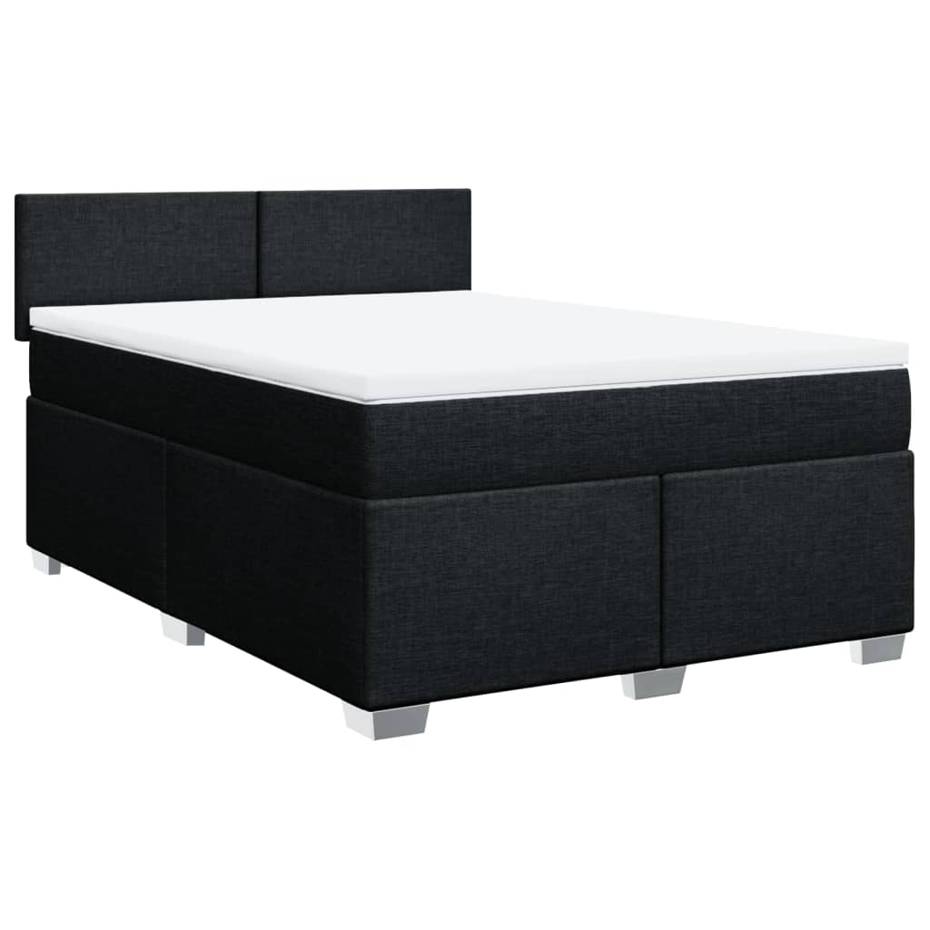 Slatted bed base with mattress Black 140x190 cm Fabric