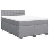 Slatted bed base with mattress Light grey 140x190cm Fabric