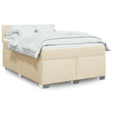 Bed slatted base with mattress Cream 140x190 cm Fabric