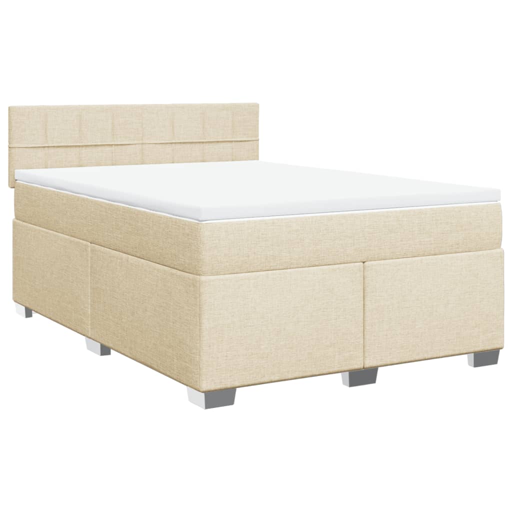 Bed slatted base with mattress Cream 140x200 cm Fabric