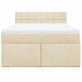 Bed slatted base with mattress Cream 140x200 cm Fabric