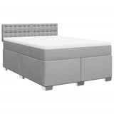 Slatted bed base with mattress Light grey 160x200cm Fabric