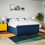 Slatted bed base with mattress Blue 180x200 cm Fabric