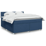 Slatted bed base with mattress Blue 180x200 cm Fabric