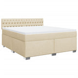 Bed slatted base with mattress Cream 180x200 cm Fabric