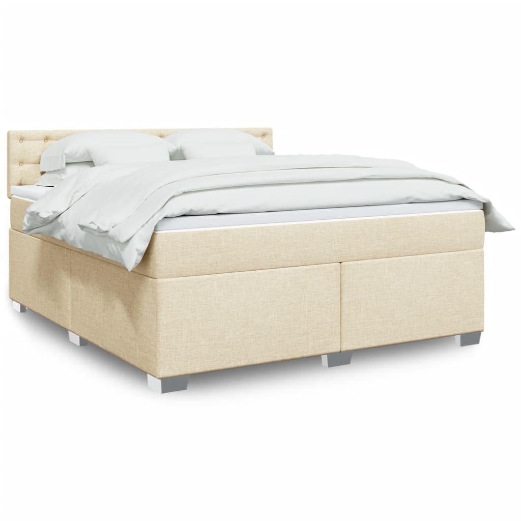 Bed slatted base with mattress Cream 180x200 cm Fabric