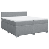 Sommier à lattes de lit avec matelas Gris clair 200x200cm Tissu