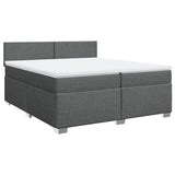 Sommier à lattes de lit avec matelas Gris foncé 200x200cm Tissu