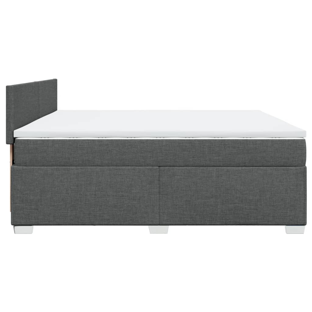 Sommier à lattes de lit avec matelas Gris foncé 200x200cm Tissu